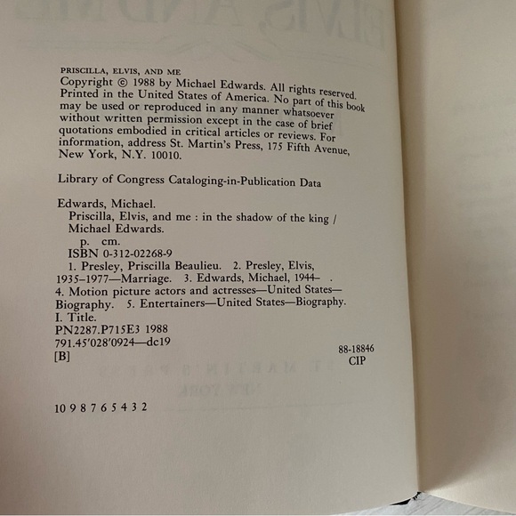 Michael Edwards Priscilla Elvis And Me 1988 HC Biography Elvis Memoir - Picture 2 of 5